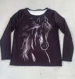 2nd Hand Brand New Long Sleeve Horse Print Shirt/ M/L