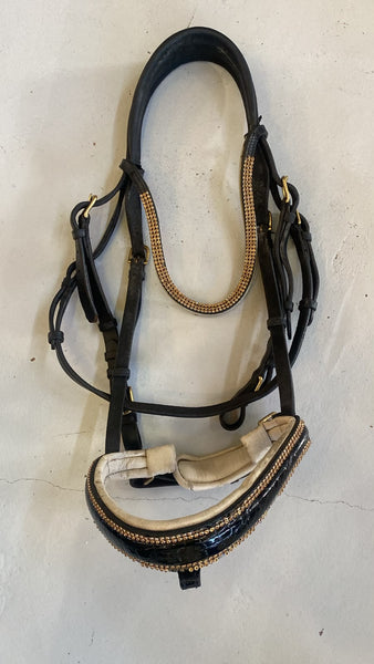 2nd Hand Bridle with Gold Bling/ Black/ Full