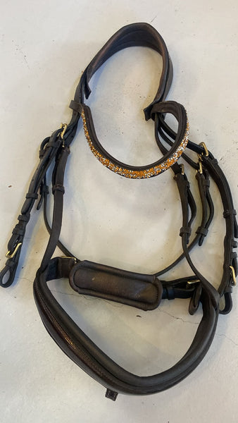 2nd Hand Bridle with Brown/ Gold/ Silver Bling/ Black/ Full