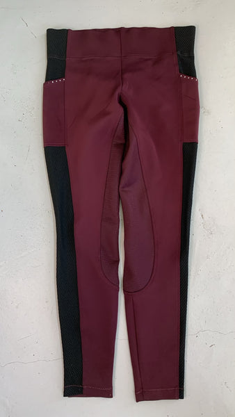 2nd Hand Riding Tights/ Burgundy & Black/ 34