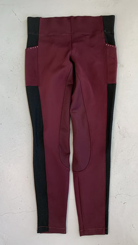 2nd Hand Riding Tights/ Burgundy & Black/ 34