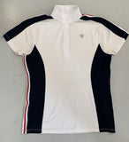 2nd Hand Ariat Show Shirt/ White, Navy & Red/ Large