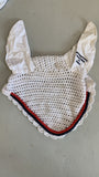 2nd Hand Ear Veils/ White with Red and Navy/ Full