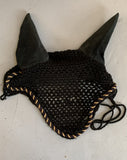 2nd Hand Crochet Ear Veils/ Black & Gold/ Full