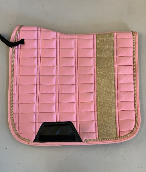 2nd Hand Dressage Saddlepad/ Pink w/ Gold Glitter/ Full