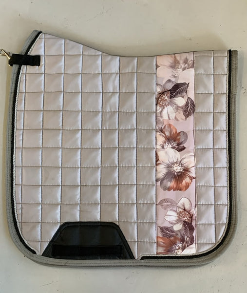 2nd Hand Dressage Saddlepad/ Grey w/ Floral detail/ Full