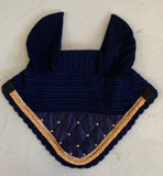 2nd Hand Ear Veil/ Navy & Gold w Diamantes/ Full