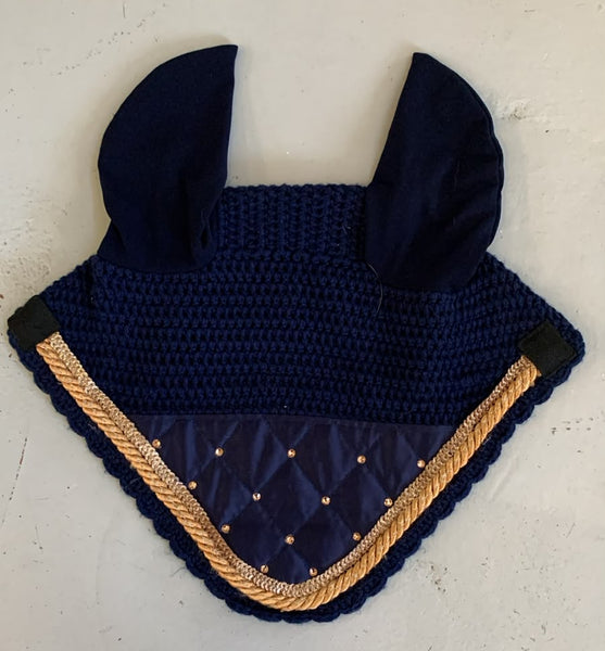 2nd Hand Ear Veil/ Navy & Gold w Diamantes/ Full