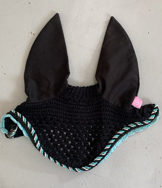 2nd Hand Imperial Riding Ear Veil/ Black & Blue/ Full