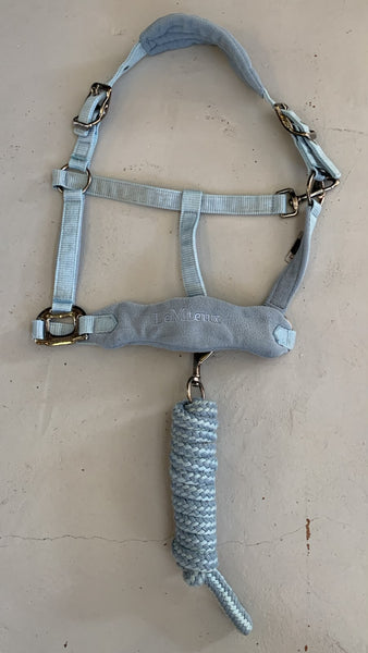 2nd Hand Le Mieux Headcollar and Lead set/ Light Blue/ Cob