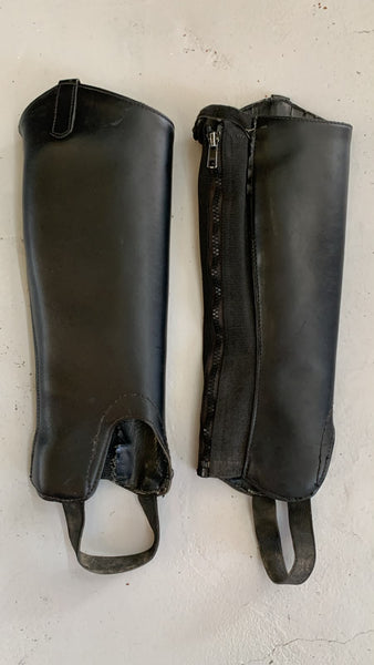 2nd Hand Leather Gaiters/ Black/ 12-14yrs