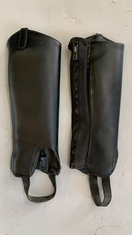 2nd Hand Leather Gaiters/ Black/ 12-14yrs