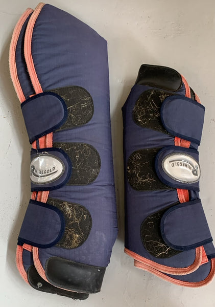 2nd Hand Rhinegold Long Trucking Boots/ Navy & Red/ Full