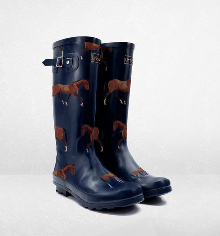 SALE Rubber Adjustable Wellies - Horse Print